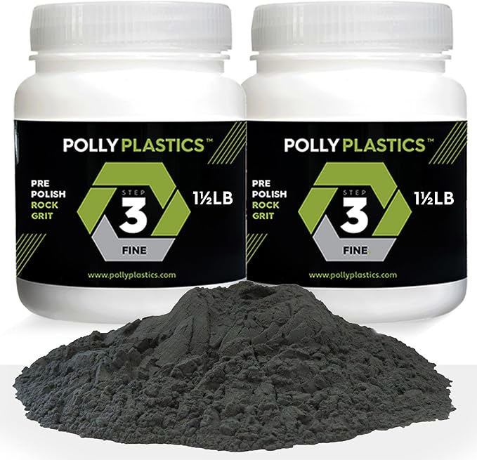 Polly Plastics Rock Tumbler Media Grit Refill, Pre-Polish 500 Silicon Carbide Grit, Stage 3 for Tumbling Stones (2 Pack) (3 lb.)