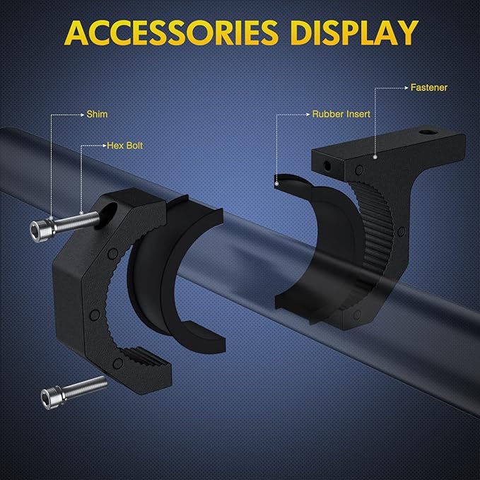 Nilight 4PCS Roll Bar Clamps Mounting Brackets LED Light Mount Clamp Tube Lights Mounts Fit on 2.135" 2.25" 2.375" 2.5" Bull Bars Roof Racks Rolls Cages for ATV UTV Truck