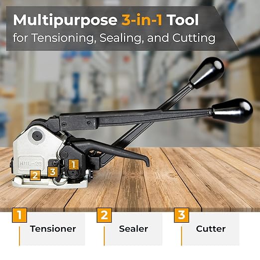 IDL Packaging Teknika MUL-20-58 Heavy Duty Sealless Combination Tool for High Tensile Steel Strapping, 5/8" Strap Width