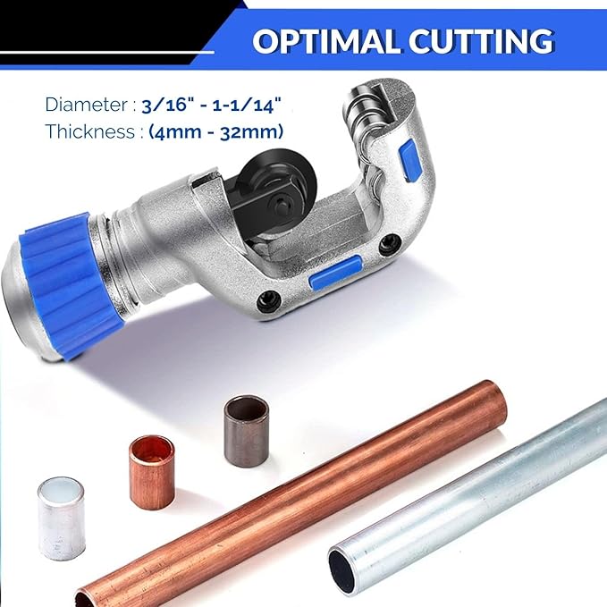 Flexzion Tube Cutter, Heavy Duty Tubing Pipe Cutter, 3/16 to 1-1/4 inch Cutting Diameter, Ideal for Cutting Copper, Aluminum, Brass, Steel, Plastic and More