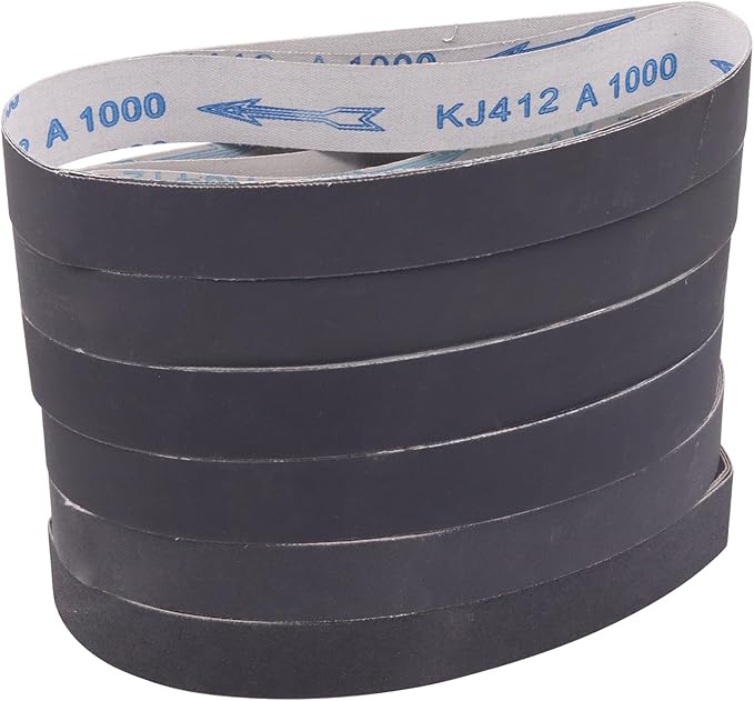 18 Pack 1-1/8 x 21 Inch Sanding Belts, 3 Each of 120 240 400 600 800 1000 Grits Sander Belts for Makita Sander, 1-1/8-Inch x 21-Inch Abrasive Silicon Carbide Sander Belts
