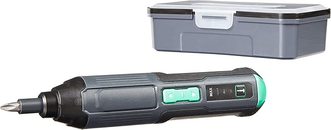 Amazon Basics by SKIL 4V Cordless Stick Screwdriver with 34-Piece Bit Set, Carrying Case, USB Charging, LED Work Light, 3 Torque Settings (Previously Denali Brand)