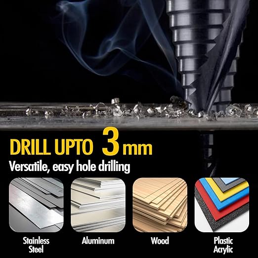 Four Spiral Flute Cobalt Step Drill Bit, 1/8" - 1/2" M35 TiAlN Coating Impact Ready Unibit Step Drill Bit, 1/4" Hex Shank Step Bit for Metal, Stainless Steel, Aluminum, Plastic