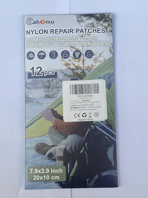 7.9x3.9 inch 12 PCS Nylon Repair Patch Nylon Repair Tape Self Adhesive Fabric Tapes Outdoor Camping Gear Fabric kit for Tent, Umbrella, Down Jackets, Sleeping Bag, Knapsack(Color Set B)