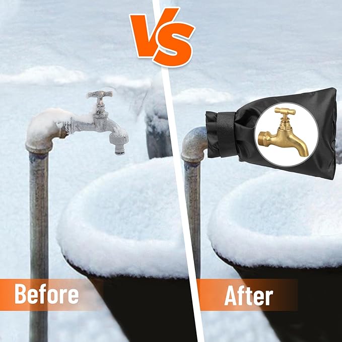 3 Pieces Outdoor Faucet Covers,Winter Anti-Freeze 9.8" H X 7" W Faucet Insulation Cover Winter Outdoor Pipe Insulation Protective Cover,Outdoor Wall Garden Courtyard Faucet Covers (Black)