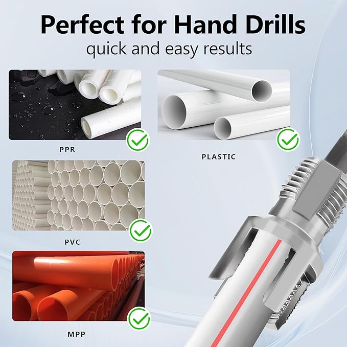 Integrated Internal & External Pipe Threading Tool, 1/2'' 1'' Dies, Dual-Function Pipe Thread Cutting Tool, Electric Drill Compatible Pvc Pipe Threader Kit for Home Repair