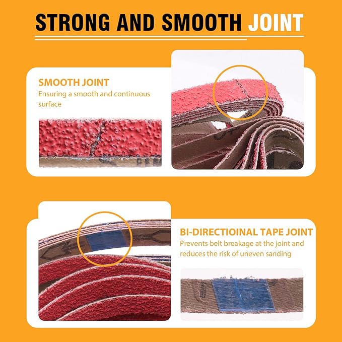 1/2 X 18 Inch Sanding Belts 40 Grit, 1/2" x 18" Ceramic Sanding Belts for Belt Sanders, Metal Finishing, Rust Removal, Woodworking, 20 Pack