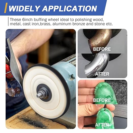 SCOTTCHEN 6inch Buffing Polishing Wheels 1/2" Arbor Hole,2 Pcs Fine (40Ply) for Bench Grinder,with Buffing Polishing Cutting Compound 4 Oz.Kit