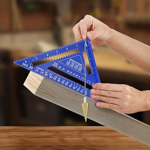 Square Combination Woodworking Tools, 7inch Carpenter Square Wood Working Tools and Accessories, 12inch Square Ruler, Includes 2-in-1 Carpentry Pencil, Protractor Angle Ruler Carpentry Tool