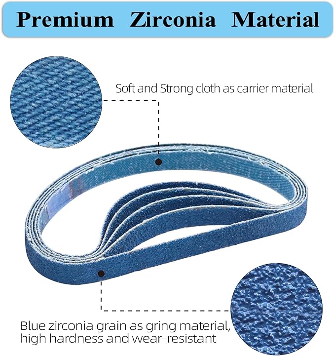 30 Pcs 3/8x13 Inch Zirconia Sanding Belts, 60 Grit Zirconia Sanding Belts for Air Belt Sander, 3/8 x 13 Sanding Belts for Metal Grinding (3/8x13in, 60 Grit)