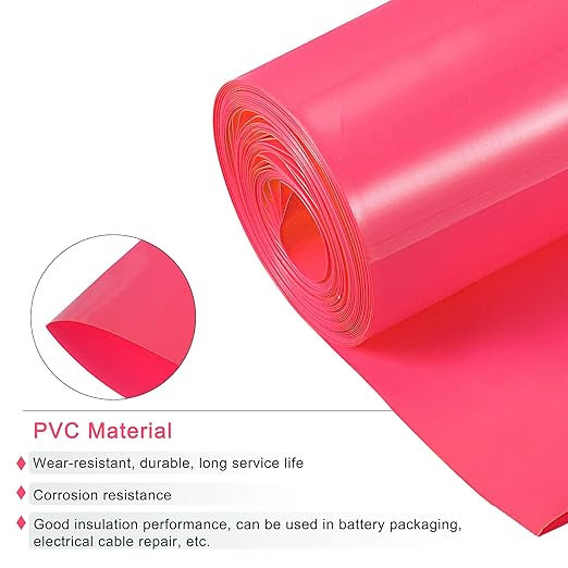 MECCANIXITY Battery Wrap PVC Heat Shrink Tubing 55mm Dia 85mm Flat 10 Feet(3meters) Red Good Insulation for Battery Pack