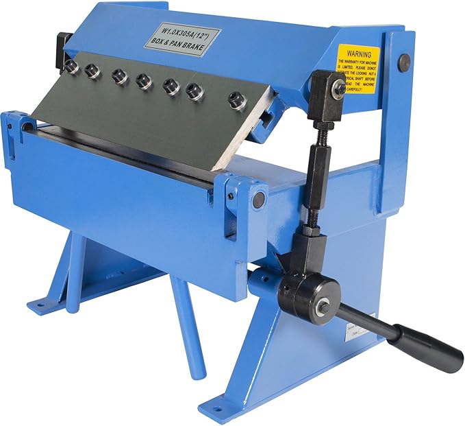 Erie Tools 12" Pan and Box Brake with Adjustable Removable Fingers 20-Gauge Steel/16-Gauge Aluminum Capacity 0–135° Bend Angle Bench Top Sheet Metal Brake for Bending Forming and Fabrication