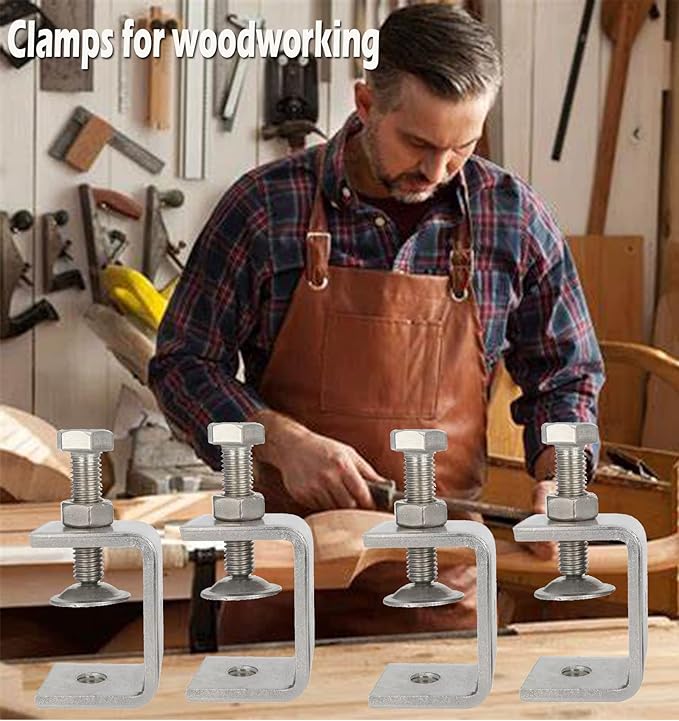 Heavy Duty 304 Stainless Steel Tiger Clamps (4pcs) - Wide Jaw Opening, Ideal for Woodworking & Crafts