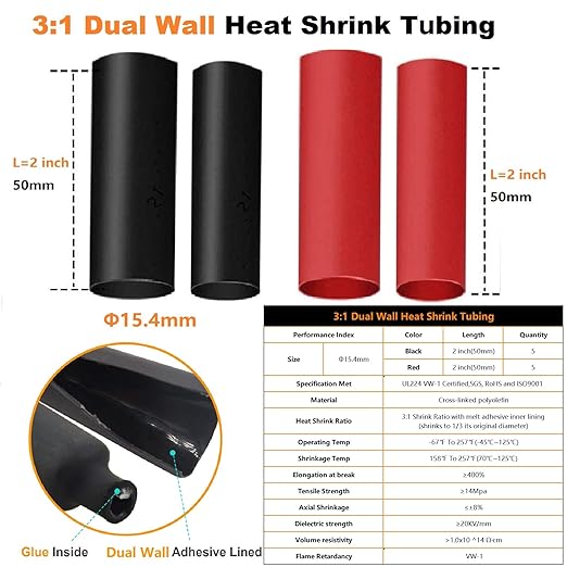 00 Gauge Tinned Copper Lugs 10 PCS 2/0 AWG - 5/16'' Cable Lugs UL Listed Terminals 2/0 Gauge Wire Lugs Battery Cable Ends 10PCS Heavy Duty Closed End Crimp Copper Lugs with 10PCS 3:1 Heat Shrink Tube