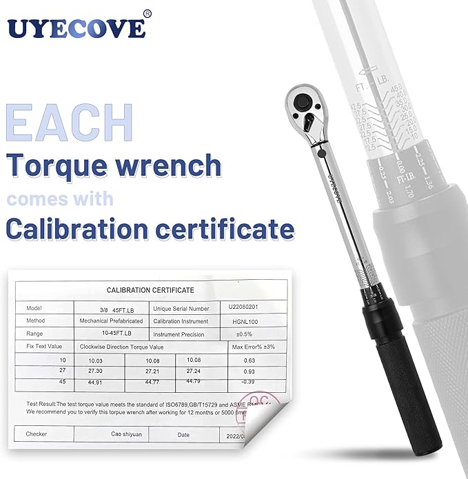 3/8-Inch Drive Click 3/8 Torque Wrench 4 Pcs Set, 10~45FT/13.5-61N.m, Torque Wrench 3/8 with Extention Bar, 3/8'' to 1/2'' Adaptor and 3/8'' to 1/4'' Adaptor