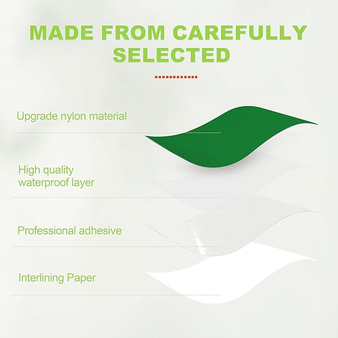 4x78in Nylon Repair Tape，Tent Repair Kit，Self Adhesive Waterproof Fabric Repair Tape for Tent, Umbrella, Sleeping Bag, Down Jackets,Knapsack.（Green）