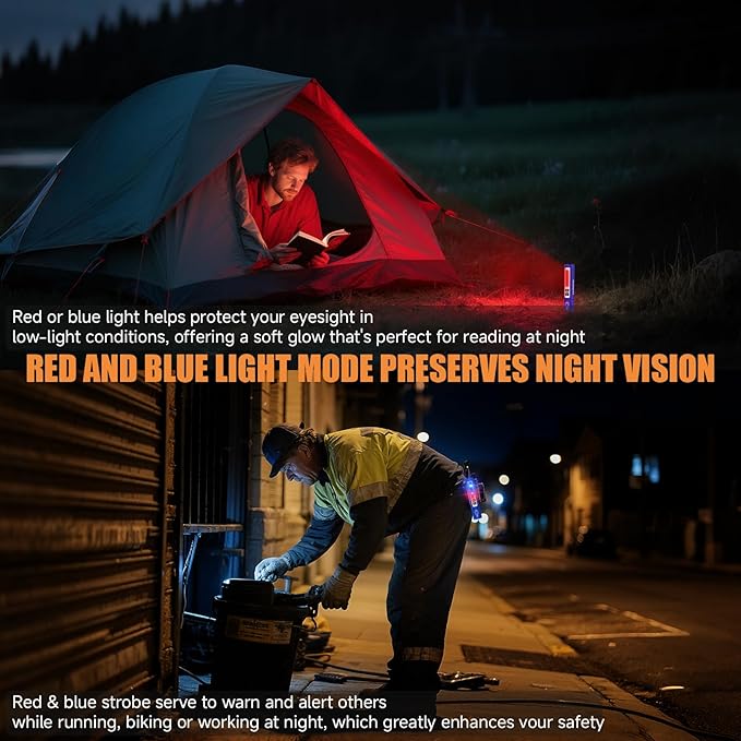 Rechargeable Tactical Flashlights High Lumens - Super Bright Small Powerful LED Magnetic USB C Flashlight, 8 Modes, Dual Button Waterproof Pocket Flash Light for Emergency, Car (1, Blue)