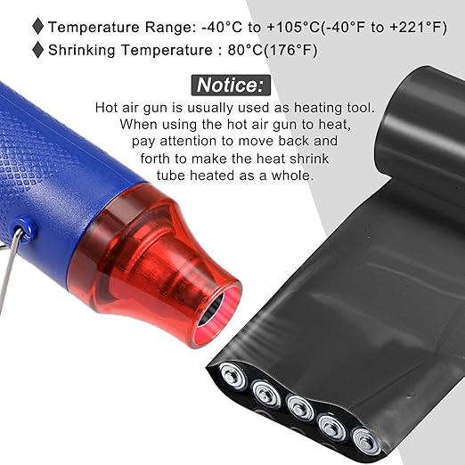MECCANIXITY Battery Wrap PVC Heat Shrink Tubing 127mm Dia 200mm Flat 20 Feet(6meters) Black Good Insulation for Battery Pack