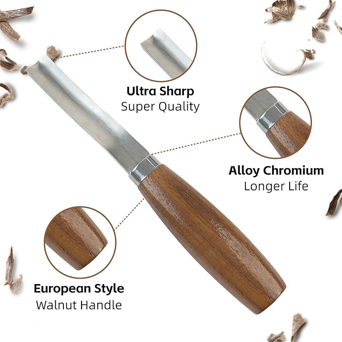 Wood Carving Kit, 16Pcs Deluxe Whittling Set with 8Pcs Whittling Knives & 4Pcs Detail Carving Knives, PU Leather Storage Bag,complete Woodworking Tools for Beginners & Professionals
