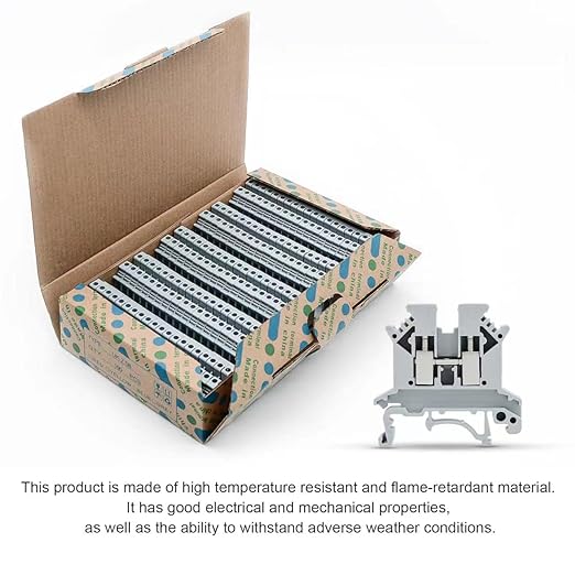 Grey UK2.5B Rail Type Terminal Block Voltage and Current Safety Ground Terminal Block 800V 32A 2.5 Square mm 100 Pack