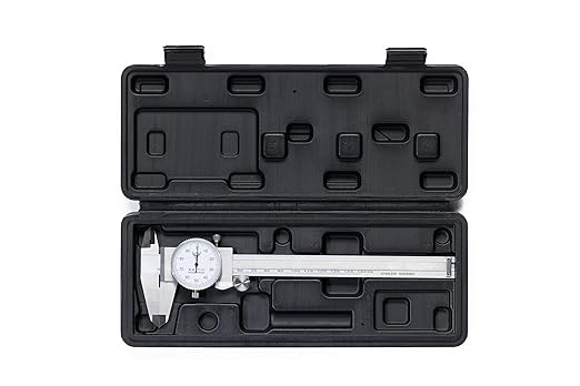 PEC Dial Caliper 0-150mm, Stainless Steel Precision Measuring Tool with Shock-Proof Dial, High Accuracy ±0.01mm