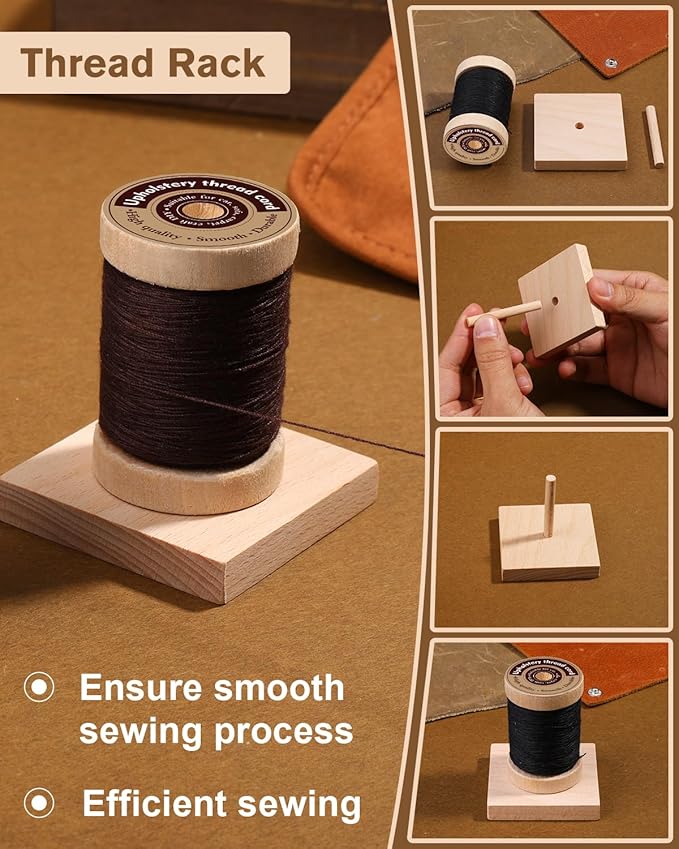 FOUSNOW Upholstery Repair Sewing Kit, 33 Pcs Needle and Thread Kit with Sewing Upholstery Needle Thread Rack Leather Binder Clips for Clothes Sofa Carpet Shoes Repair Crafts