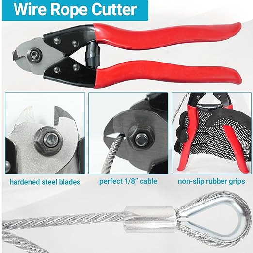 1/8 "T316 Stainless Steel Cable (Wire), 7 * 7 Strands of Twisted Metal for Aviation Construction, Silver with Cutters (300FT)