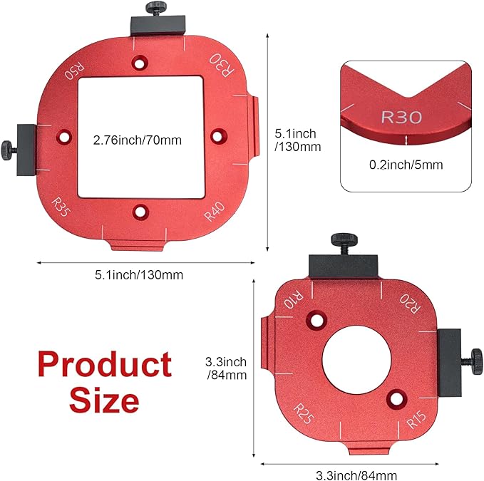 Aluminum Router Bit Corner Radius Template Jig Set - Precise Woodworking Tool for Creating Radius Edges - Easy-to-Use & Durable Templates for DIY Projects
