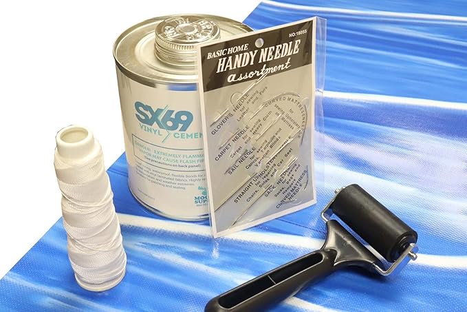 Moose Vinyl Deluxe Repair Kit Includes 32oz Sx Glue, Assorted Patches, Needles, Thread, Roller (Solid)