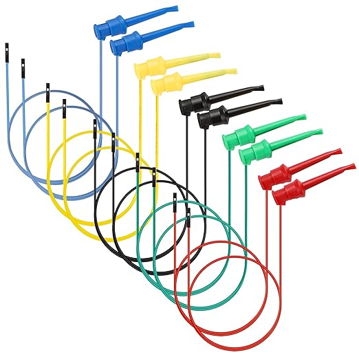 Sumnacon 10Pcs Test Hook to Female Jumper Wires - 26 AWG Binding Post to Solderless Breadboard Jumper Leads, Soft Silicone Flexible Test Leads for Electrical Testing