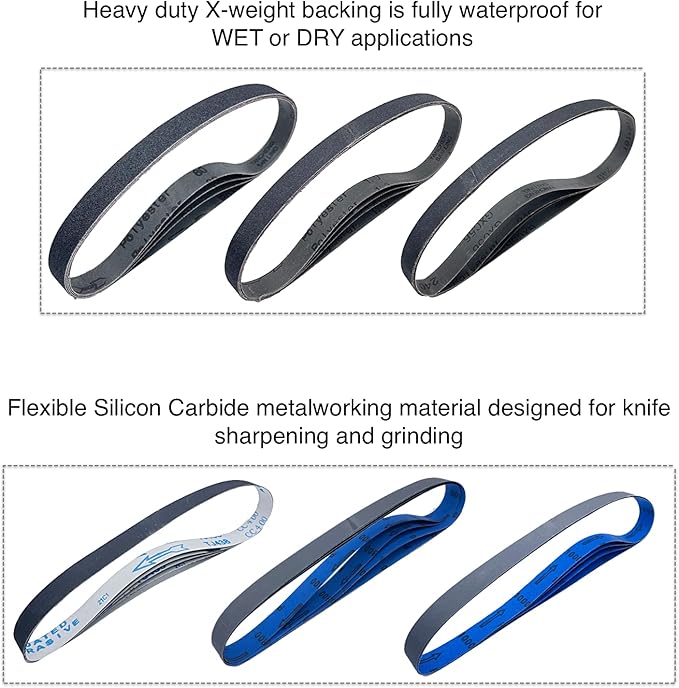1x30 Inch Silicon Carbide Sanding Belts, 4 PCS Each of 80,120, 240, 400, 800,1000 Grits Knife Sharpening Belt Kits for 1 x 30 Inch Belt Sander, 24 Pack