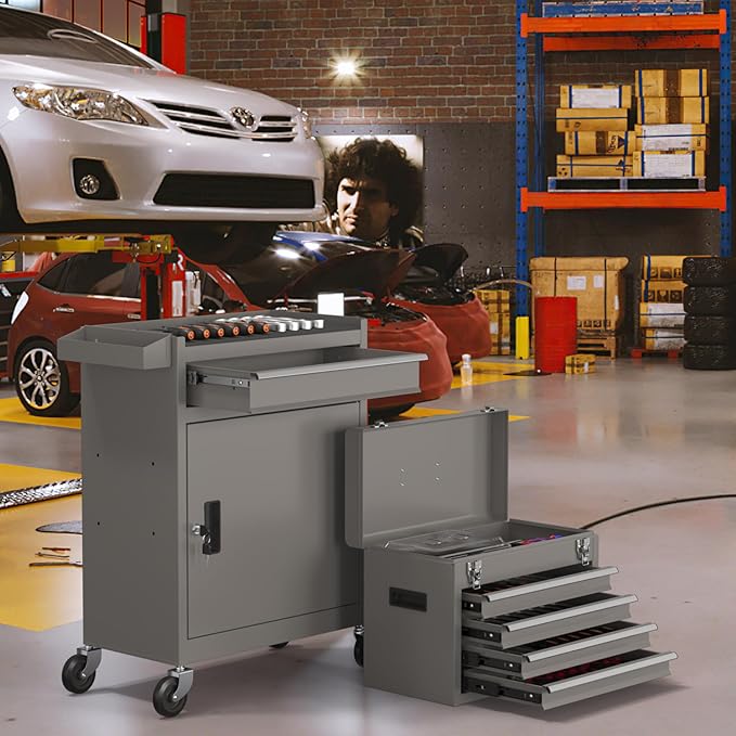 5-Drawer High Capacity Rolling Tool Chest, Removable Toolbox on Wheels Organizers, Lockable Tool Box Tool Storage Cabine with Drawers and Wheels for Workshop and Warehouse