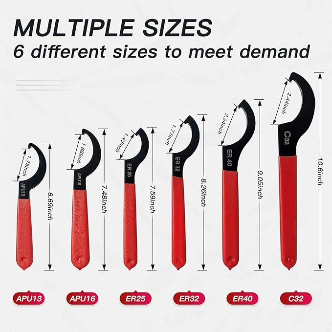 JANNO 6PCS Spanner Wrench Set, Premium Shock Spanner Wrench, Coilover Wrench, Alloy Steel Hook Spanner Wrench for Suspension System and Shock Adjustment