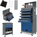 Kirmoasl 13-Drawer Rolling Tool Chest,Large Tool Chest with Wheels,2 in 1 Detachable Tool Chests,Portable Tool Storage,Locking Mechanic Tool Box for Warehouse,Garage (Gray&Blue)