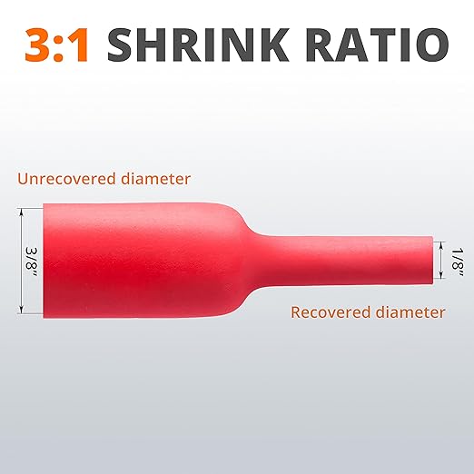 Wirefy 3/8" Heat Shrink Tubing - 3:1 Ratio - Adhesive Lined - a resistant Heat Shrink - Red - 50 Feet Roll