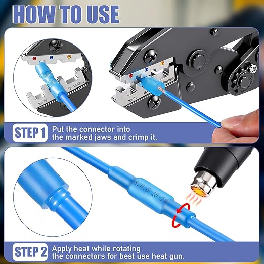 380PCS Vesmikit Heat Shrink Butt Connectors-Marine Grade Waterproof Electrical Wire Connectors Kit-Tinned Copper Insulated Crimp Terminals Butt Splice for Wiring,Automotive,Boat,Trailer Truck,Stereo