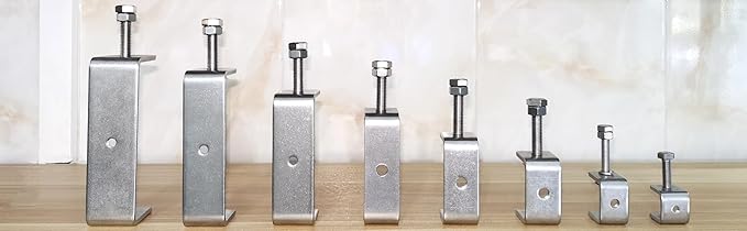 Stainless Steel C Clamps 3.8In for Mounting, Heavy Duty Metal U Clamp for Metal Working Small Desk Clamp with Stable Wide Jaw Opening & Protective Pads/I-Beam Design (2pcs)