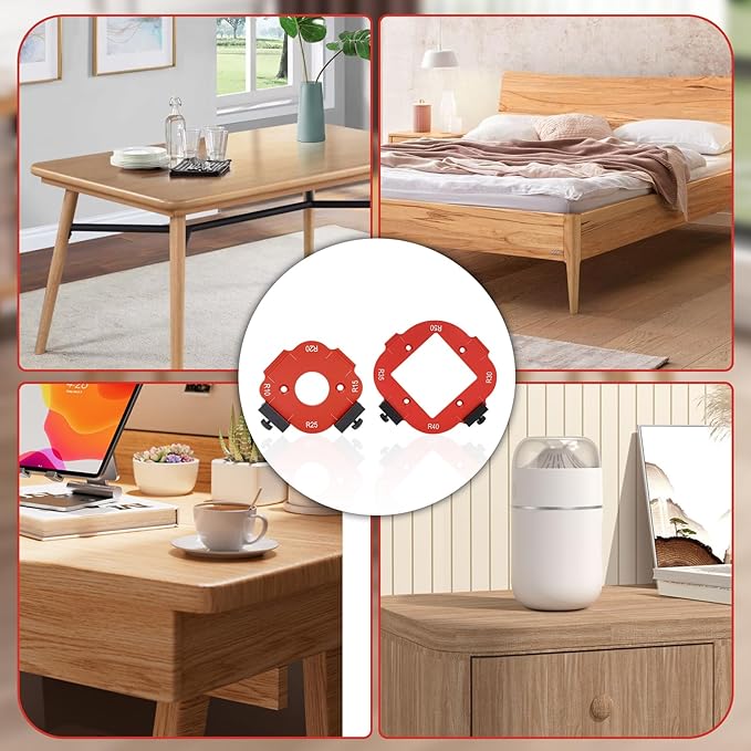 2Pcs Router Corner Radius Template Router Radius Jig 8 in 1 Aluminum Alloy Router Templates for Woodworking Router Corner Jigs and Templates R10/R15/R20/R25/ R30/R35/R40/R50 Use with Router Table