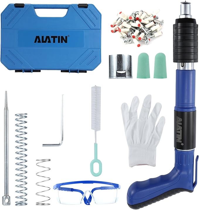 Nail Gun Kit, 5-Speed Adjustable Manual Steel Nail Gun, Portable Wall Fastening Tool with 120pcs Nails, Ideal for Woodworking, Home Repairs & DIY Projects(Blue)