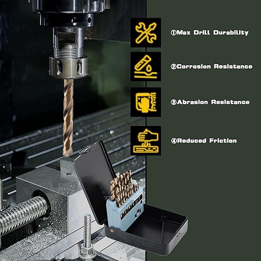 21Pcs M35 Cobalt Drill Bit Set 1/16"-3/8", 135 Degree Tip HSS with Storage Case, Twist Jobber Drill Bit Kit for Cast Iron, Hard Metal, Stainless Steel, Plastic and Wood