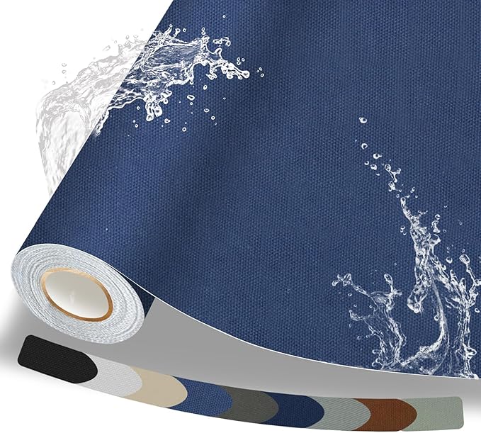 Canvas Repair Patch, 17X158 Inch Strong Sticky Fabric Repair Tape, Self-Adhesive Fabric Patch for Sofas, Tote Bags, Clothing, Car Seats, Furniture (Blue Grey, 17X158 Inch)