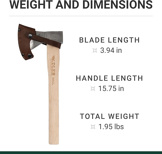 Rheinland Throwing Hatchet - World Axe Throwing League Compliant (1.95lbs, 15.75" Hickory Handle) - German-Made Throwing Axe with Sheath (Natural)