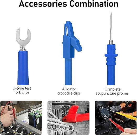 Linkstyle 30PCS Multimeter Test Leads Sets, Banana Plug Test Leads Alligator Clips, Back Piercing Probe Kit with Box for Automotive Diagnostics Electronics