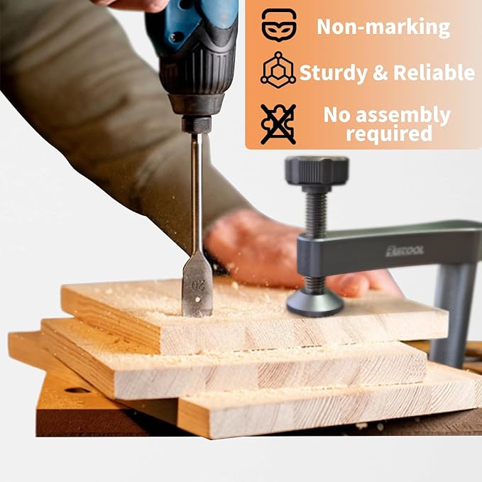 RUITOOL Bench Dog Clamp,3/4"（19mm) Stable Holdfast Dog Hole Clamp,Adjustable MFT Table Aluminum Table Clamps for Woodworking Tools - 2 Pack