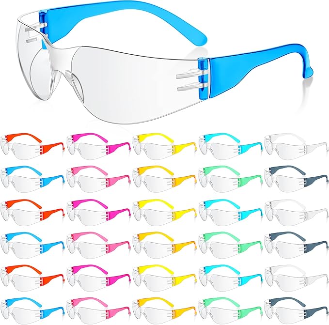 Macarrie 100 Pcs Kids Safety Glasses Bulk Safety Goggles for Children Laboratory Sport Shooting