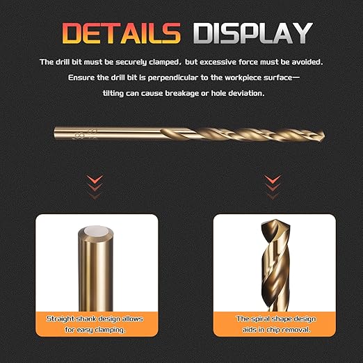 Drill Bit, 1/8" Cutting Diameter (3.175mm), 4241 HSS Gold 118° Cutting Angle Versatile Jobber Bits - (Applications: for Drilling Plastic Wood Soft Thin Metal), 10-Pieces