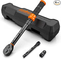 HORUSDY 1/4" Torque Wrench 4PCS Set, 20-240 in-lb Click Torque Wrench with 3" Extension Bar & 1/4" to 3/8" Adapter, Cr-V Inch Pound Torque Wrenches for Bike, Motorcycle & Small Engine Repair