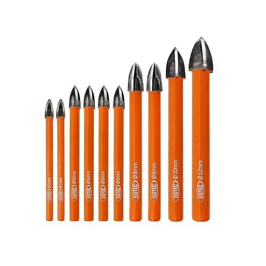 Carbide Tip Drill Bit-BGTEC Wood Drill Bits, 10pcs Round Shank 3/16"*2+1/4"*4+5/16"*2+3/8"+1/2" Cross Hard Alloy Drill Bits for Wood Plastic Masonry Brick