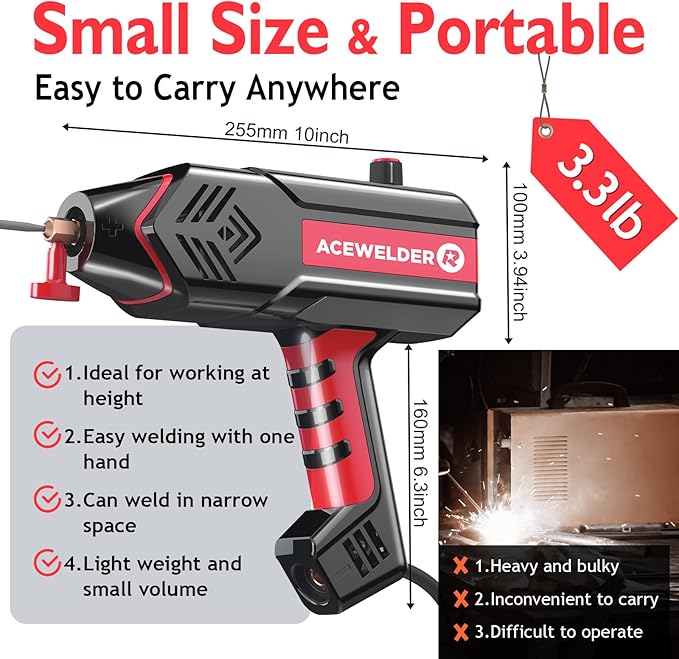 Handheld Welder 110V, Welding Machine 120A Portable Stick Welder, Hand Held Welder Machine IGBT Inverter Digital Display with Welding Tool Set and Toolbox