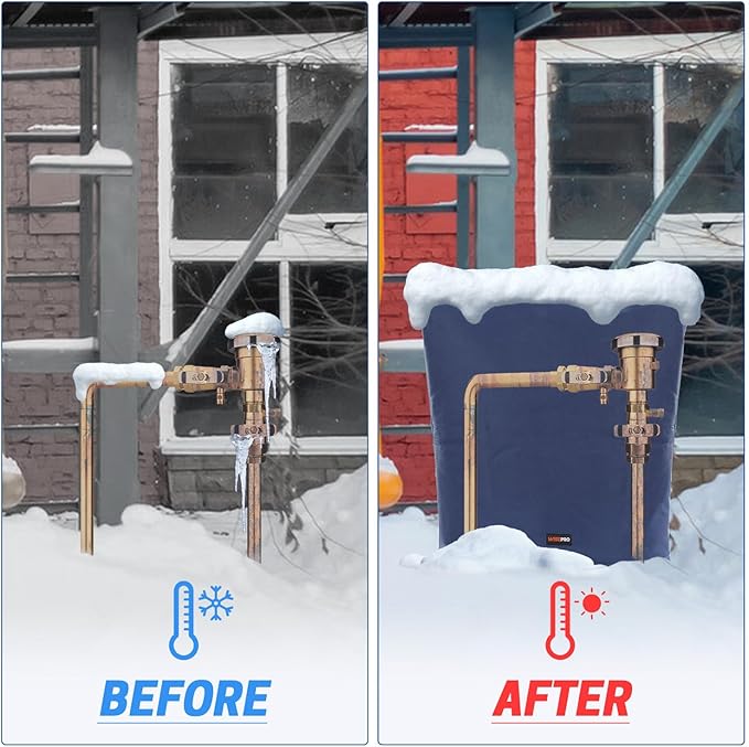 Backflow Preventer Insulation Cover-24 W x 24" H, 6 Layers Fabric Outdoor Pipe Insulation Cover with Aluminum Foil Layer Dupont Sorona Cotton, Backflow Cover for Winter Freeze Protection